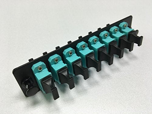 RiteAV LGX Footprint MPO Adapter Panel, 8 Ports, Loaded w/8 MPO Adapters, OM3, 10Gig, Black