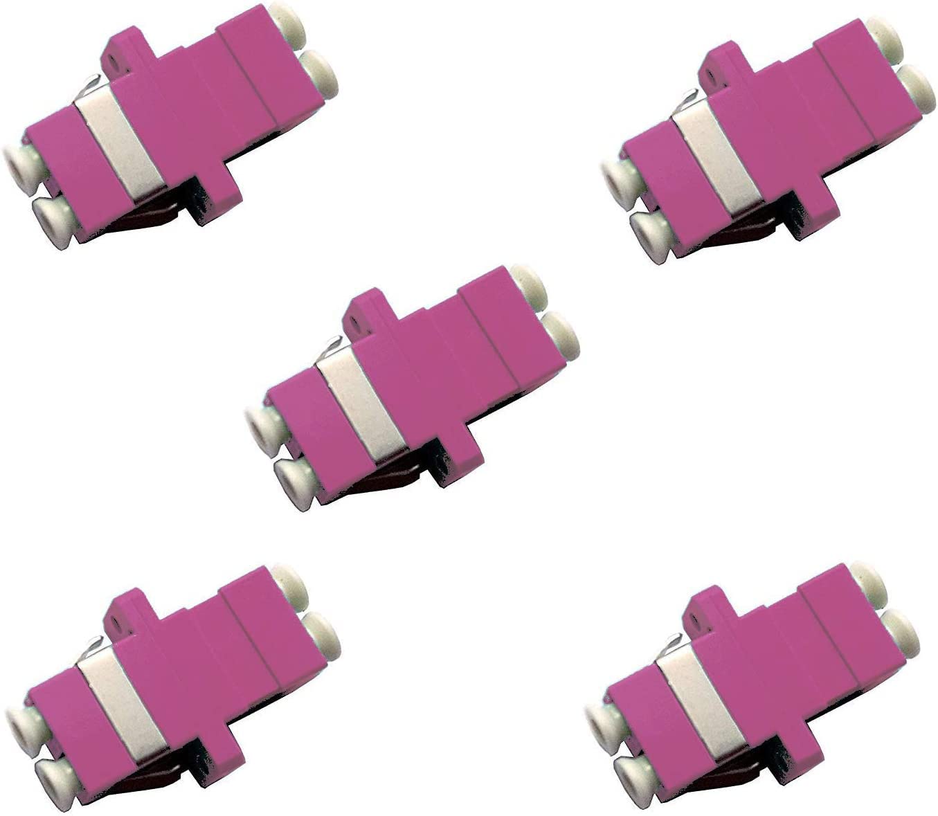Fiber Optic Cable Adapter-Coupler LC-LC Duplex [Magenta] OM4-5 Pack ...