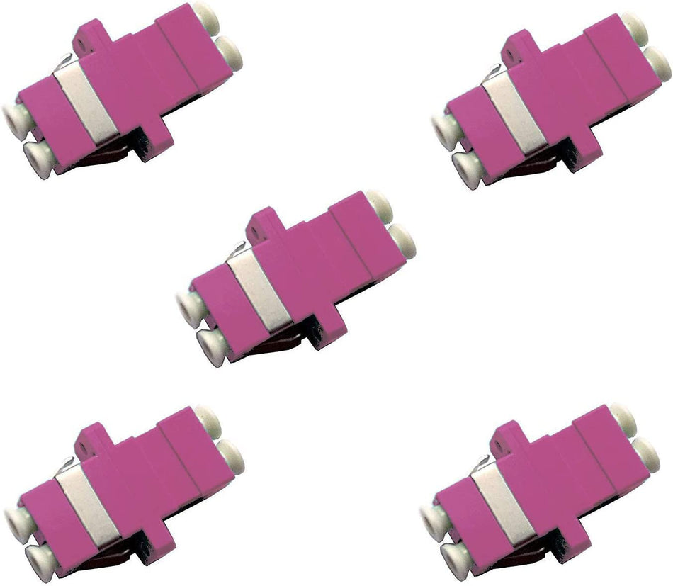 Fiber Optic Cable Adapter-Coupler LC-LC Duplex [Magenta] OM4-5 Pack