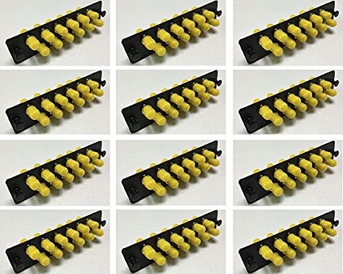 RiteAV LGX Footprint ST Adapter Panel, 12 Ports, Loaded w/12 ST Simplex Singlemode Adapters, Black (12 Pack)