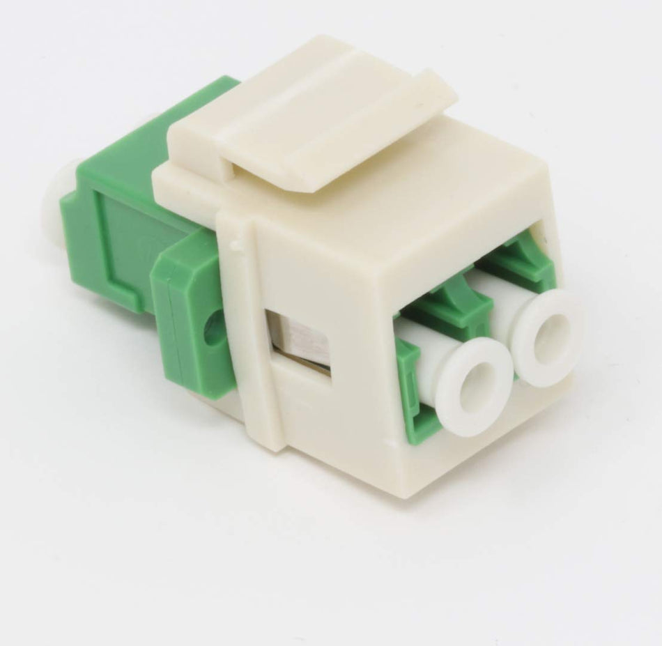 RiteAV Fiber Optic Keystone Coupler Jack LC Duplex Singlemode APC - Light Almond