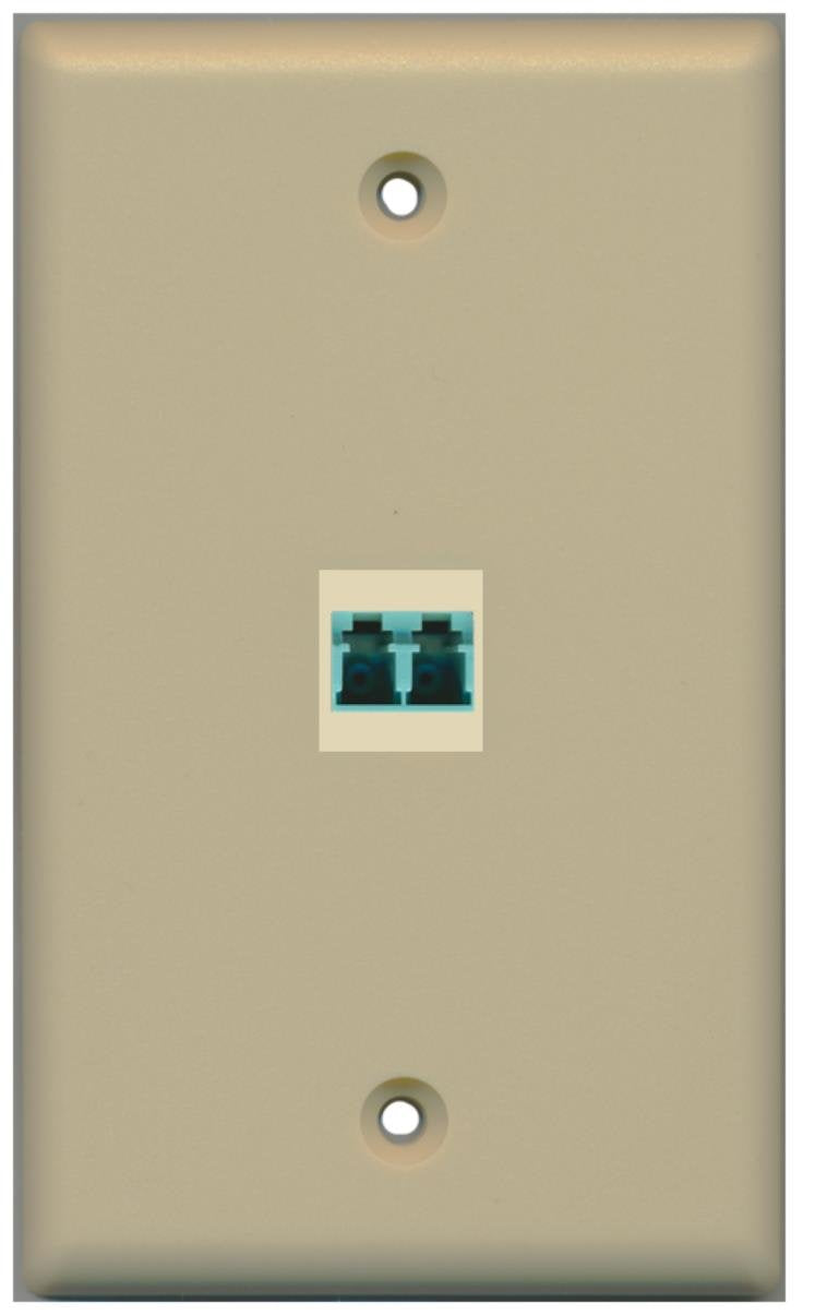 RiteAV - 1 Port LC Fiber 10GB Duplex Wall Plate - Ivory - Bracket Included