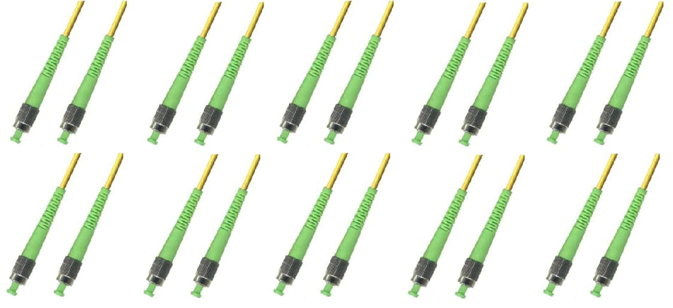 Ultra Spec 1M Singlemode Simplex Fiber Optic Cable (9/125) - FC/APC to FC/APC with Firm Strain Relief Boots - 10 Pack