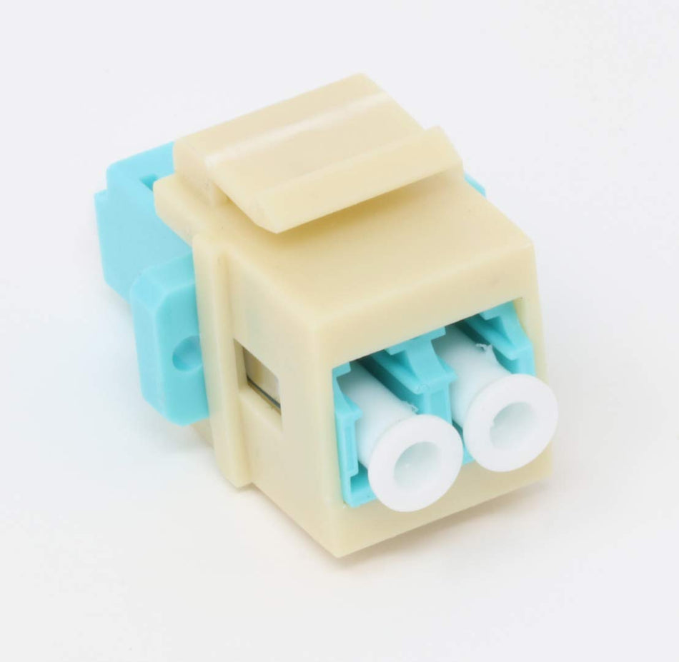 RiteAV Fiber Optic Keystone Coupler Jack LC Duplex Multimode 10GB - Ivory