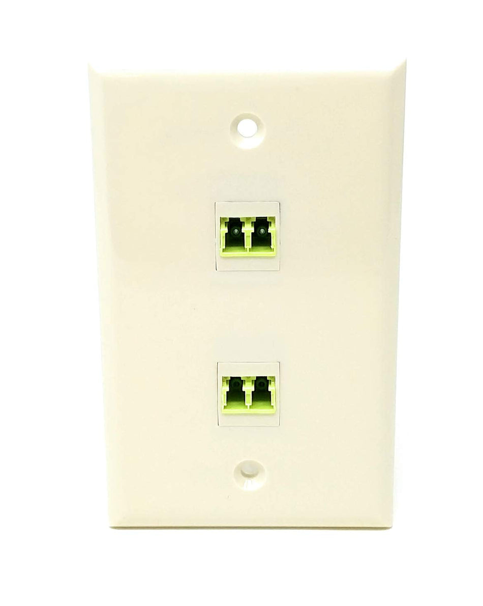 RiteAV - 2 Port LC Fiber 40/100 GB Duplex Light Almond Wall Plate - Bracket Included