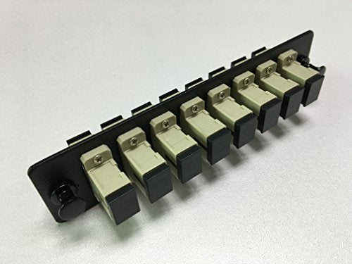 RiteAV LGX Footprint SC Adapter Panel, 8 Ports, Loaded w/8 SC Simplex Multimode Adapters, Black