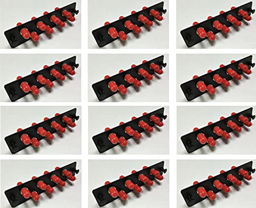 RiteAV LGX Footprint ST Adapter Panel, 8 Ports, Loaded w/8 ST Simplex Multimode Adapters, Black (12 Pack)