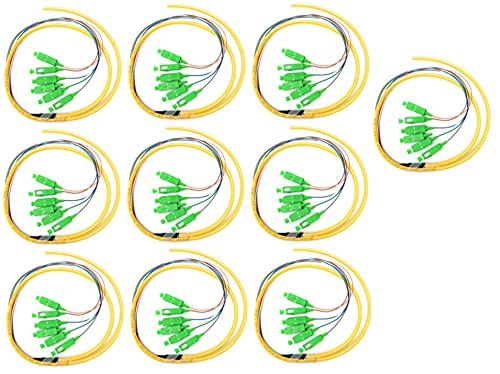 Ultra Spec Cables 6 Strand Singlemode 9/125 SC-APC Fiber Pigtail, 1 Meter - 10 Pack for Splice