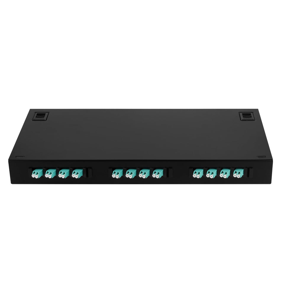RiteAV - 12 Duplex 24 Port LC Multimode OM3 Rack Mount Enclosure Box with Pigtails & Couplers, 24 Core LGX Patch Panel Box fits for 19" Racks Cabinet