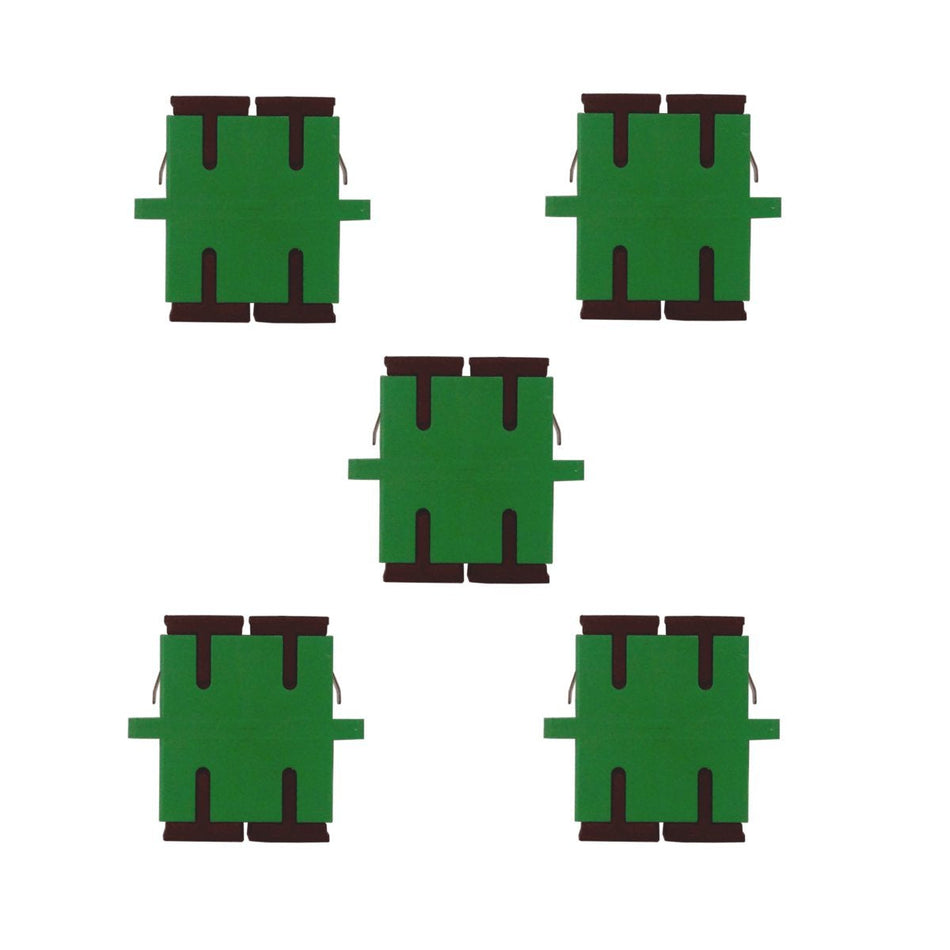 Fiber Optic Cable Adapter Coupler SC-SC Duplex APC Singlemode [Green] 5 Pack