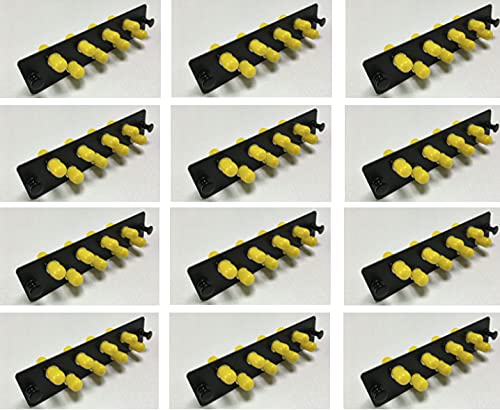 RiteAV LGX Footprint ST Adapter Panel, 8 Ports, Loaded w/8 ST Simplex Singlemode Adapters, Black (12 Pack)