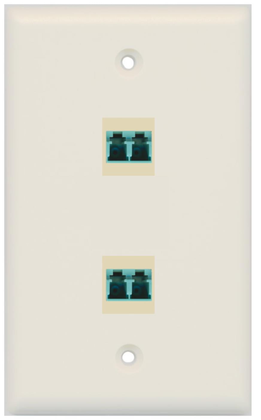 RiteAV - 2 Port LC Fiber 10GB Duplex Wall Plate - Light Almond - Bracket Included