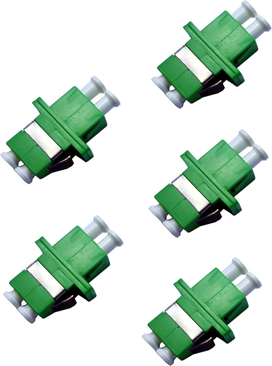 Fiber Optic Cable Adapter-Coupler LC-LC Duplex Green-APC Singlemode [Green APC] 5 Pack