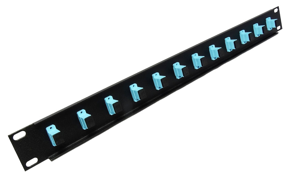 Ultra Spec Cables 12 Port SC Fiber Patch Panel 10Gb/40Gb Multimode (Aqua Couplers) (Loaded 1u) 19"
