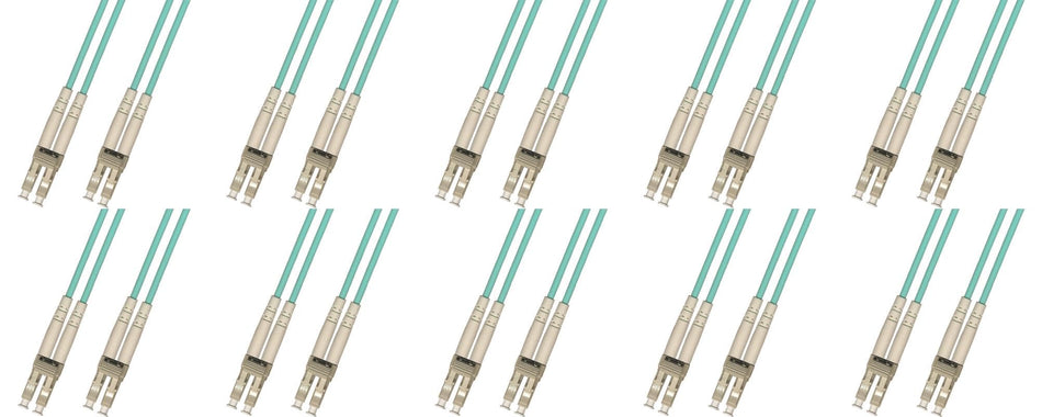 RiteAV 10 Pack 5M 3mm Multimode Duplex 10 Gigabit Fiber Optic Cable (50/125) - LC to LC