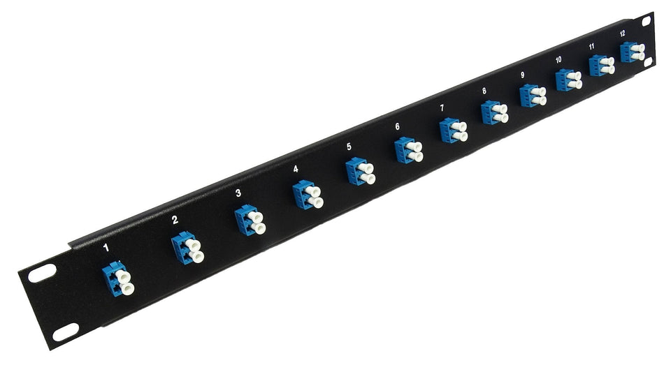 Ultra Spec Cables 12 Port LC Fiber Patch Panel Singlemode (Blue Couplers) (Loaded 1u) 19"