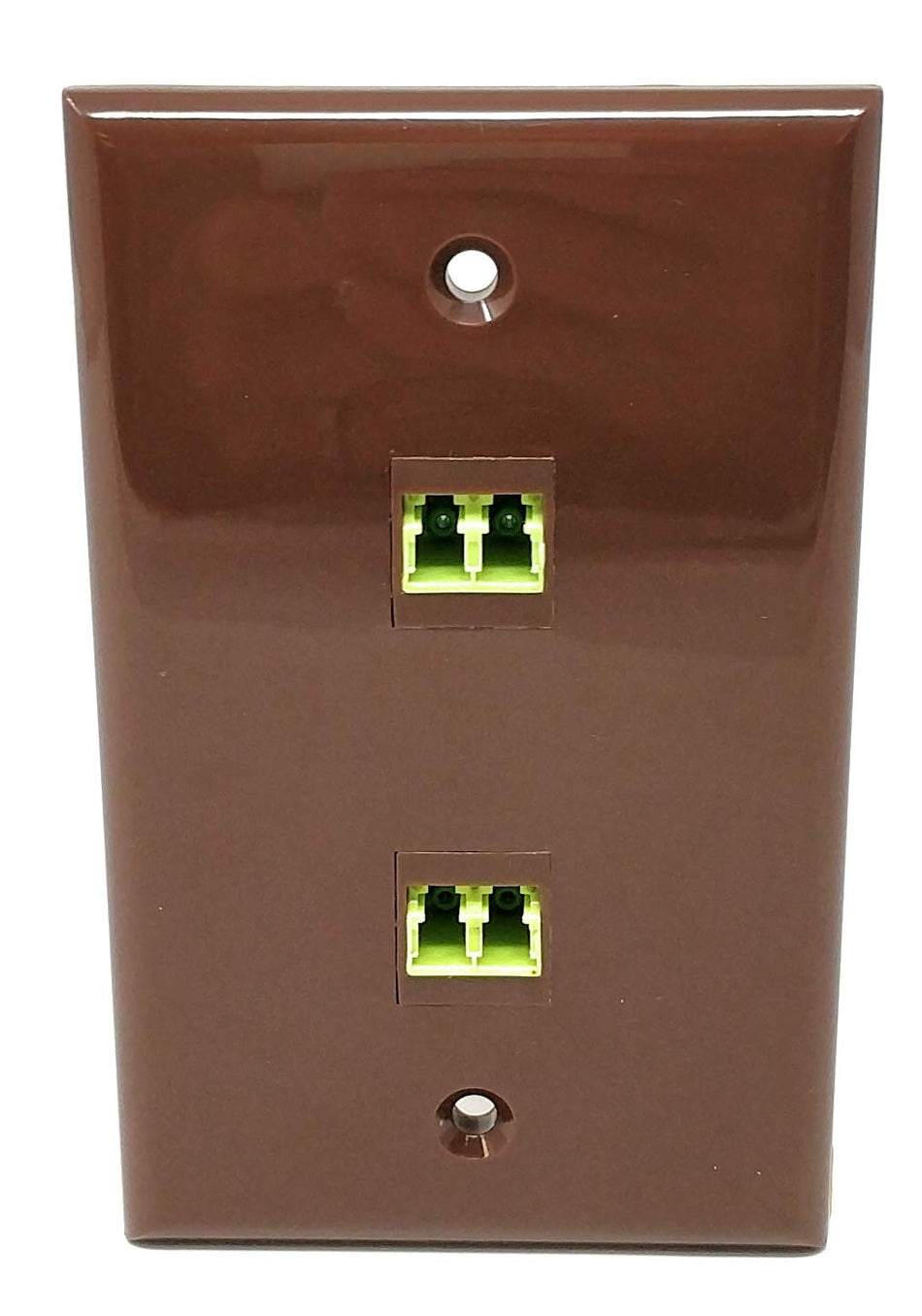 RiteAV - 2 Port LC Fiber 40/100 GB Duplex Brown Wall Plate - Bracket Included