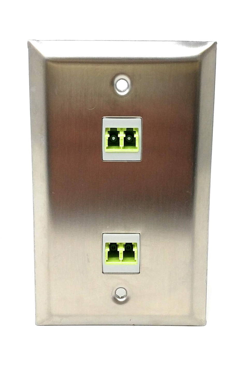 RiteAV - 2 Port LC Fiber 40/100 GB Duplex Stainless Steel Wall Plate - Bracket Included