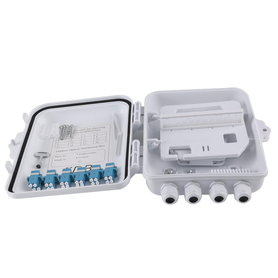 RiteAV - 12 Core Fiber Distribution Box, 12 Port FTTH Distribution Splitter Box- Fiber Optic Terminal Junction Splitter Case with LC Fiber Cable Coupler