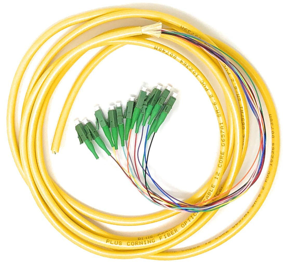 12 Strand Singlemode LC-APC Fiber Pigtail 1 Meter