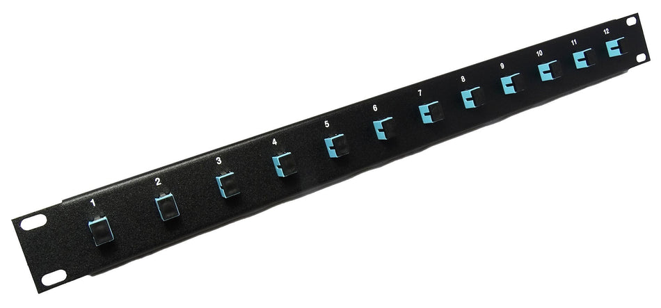 Ultra Spec Cables 12 Port SC Fiber Patch Panel 10Gb/40Gb Multimode (Aqua Couplers) (Loaded 1u) 19"