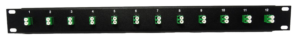 12 Port LC Fiber Patch Panel APC Singlemode (Green Couplers) (Loaded 1u) 19"