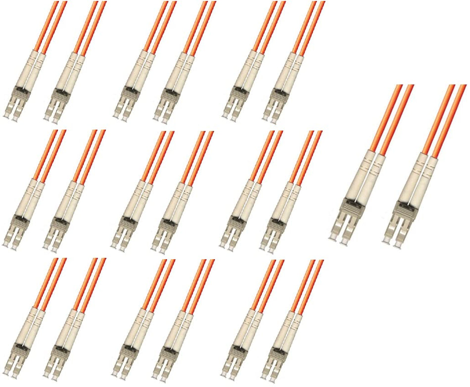 1.5 Meter Multimode Duplex Fiber Optic Cable (50/125) - LC to LC - Orange (10 Pack)