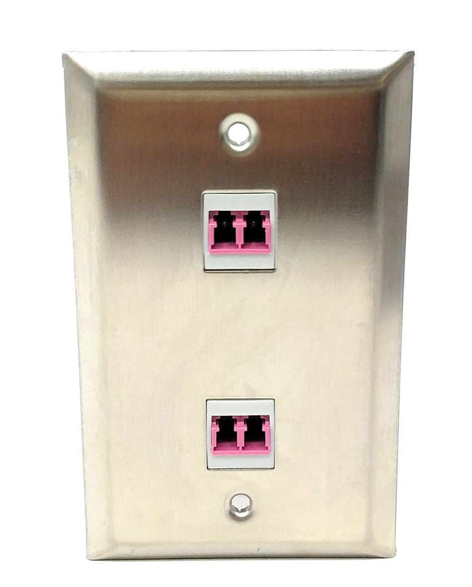 RiteAV - 2 Port LC Fiber 40GB Duplex Stainless Steel Wall Plate - Bracket Included
