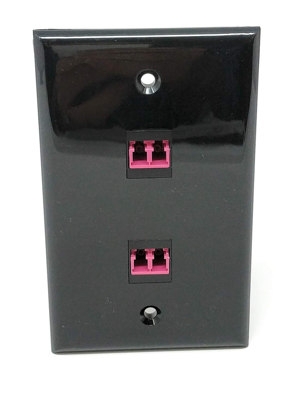 RiteAV - 2 Port LC Fiber 40GB Duplex Black Wall Plate - Bracket Included