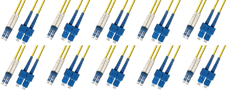 5 Meter Singlemode Duplex Fiber Optic Cable (9/125) - LC to SC - Yellow (10 Pack)
