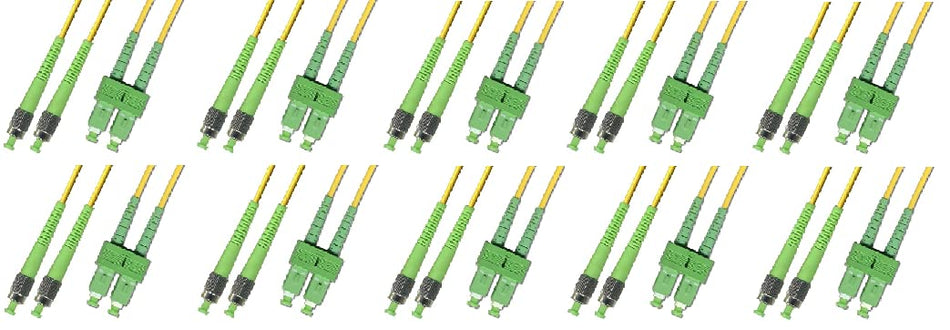 15M - Singlemode Duplex Fiber Optic Cable (9/125) - FC/APC to SC/APC (10 Pack)