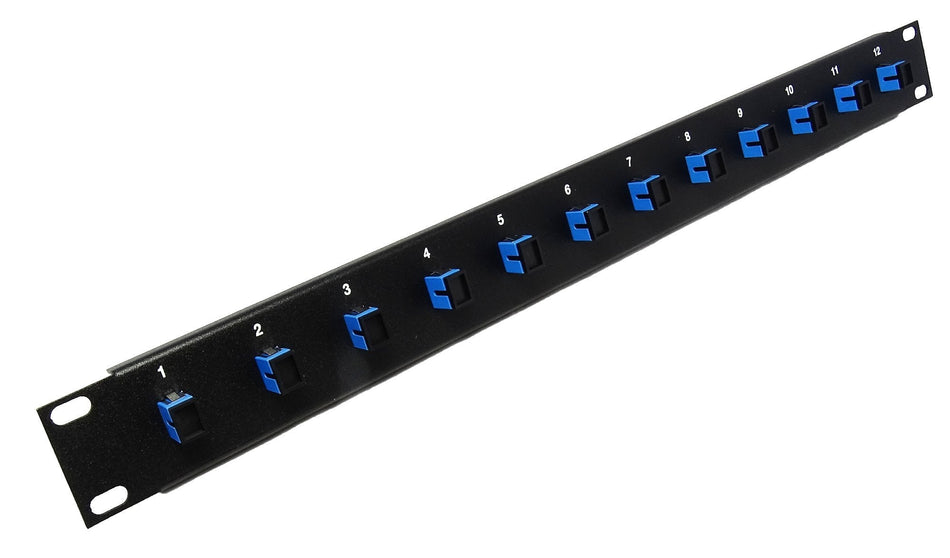 Ultra Spec Cables 12 Port SC Fiber Patch Panel Singlemode (Blue Couplers) (Loaded 1u) 19"