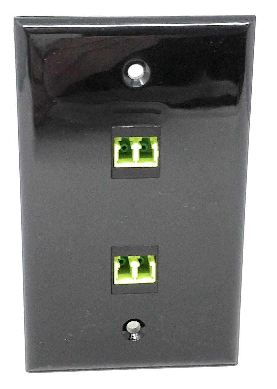 RiteAV - 2 Port LC Fiber 40/100 GB Duplex Black Wall Plate - Bracket Included
