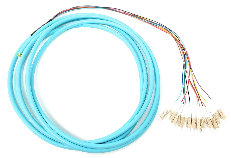 Ultra Spec Cables 12 Strand OM3 50/125 Multimode LC-UPC Fiber Pigtail 3 Meter for Splice