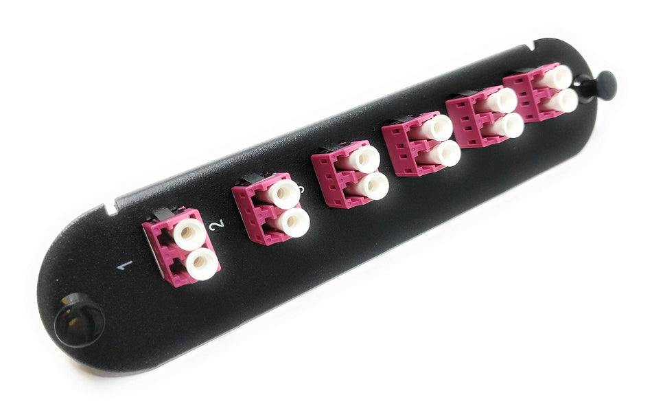RiteAV - CCH LC/LC (6 Port Duplex w/12 Fiber Connectors) Adapter Panel (Non-LGX) Magenta/Black (50/125) for Magenta OM4 Multimode 40Gb