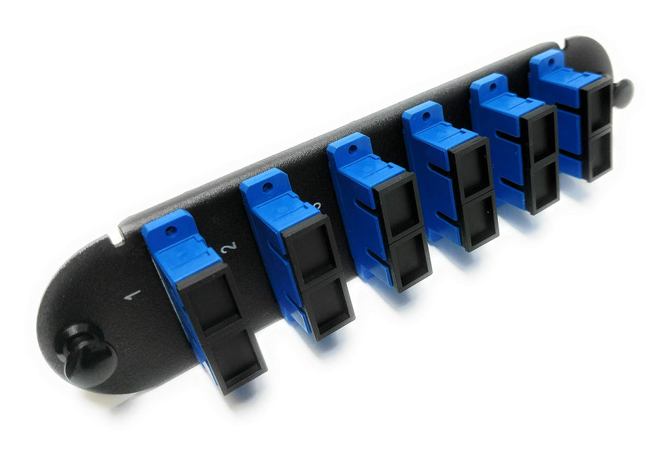 RiteAV - SC/SC (6 Port Duplex w/12 Fiber Connectors) Adapter Panel (Non-LGX) Blue/Black (9/125) for Yellow OS2 Singlemode