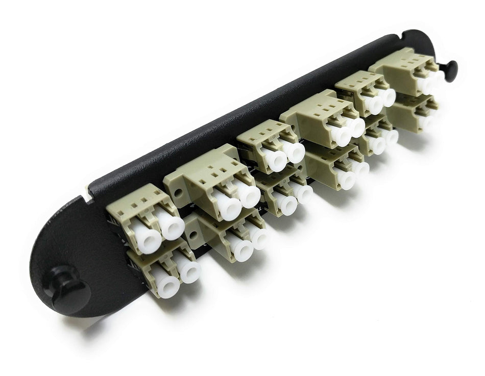 RiteAV - CCH LC/LC (12 Port Duplex w/24 Fiber Connectors) Adapter Panel (Non-LGX) Beige/Black (50/125) for Orange OM2 Multimode