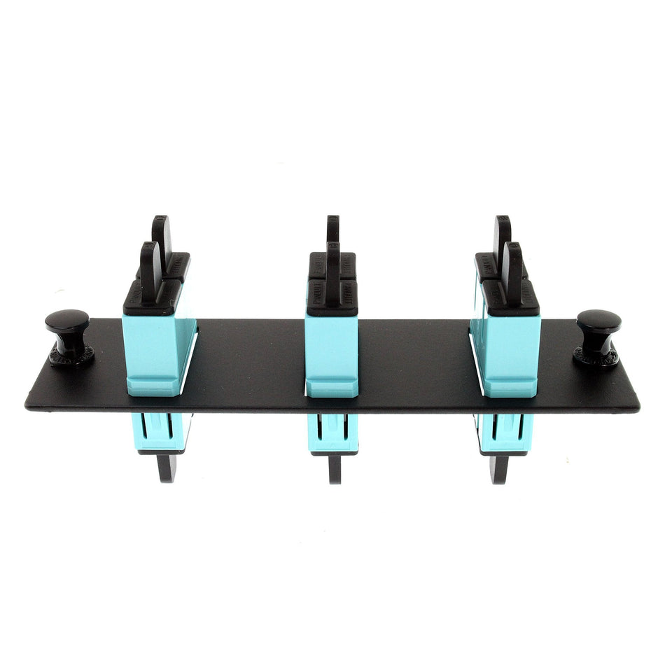 Panduit FAP3WAQDSC Multi-Mode 3-Port Fiber Adapter Panel with Phosphor Bronze Split Sleeve, Aqua