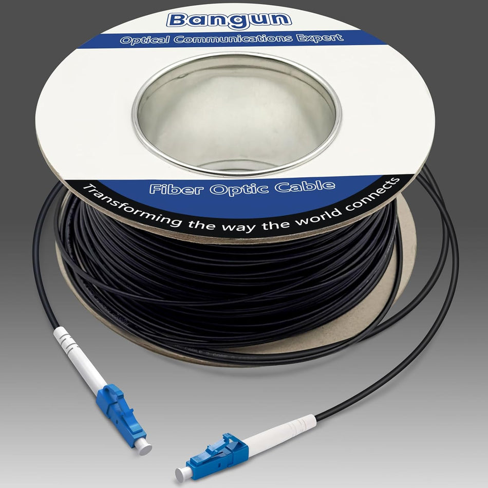 LC to LC Outdoor Armored Simplex Fiber Patch Cable, Single Mode Fiber Optic Cable Jumper Optical Patch Cord, 9/125um, (OS1/OS2 Compatible), Low Friction LSZH Black