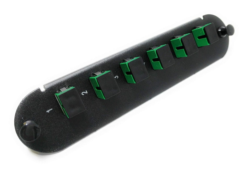 RiteAV - CCH SC/SC (6 Port Simplex w/6 Fiber Connectors) Adapter Panel (Non-LGX) Green/Black (9/125) for Yellow OS2 Singlemode APC