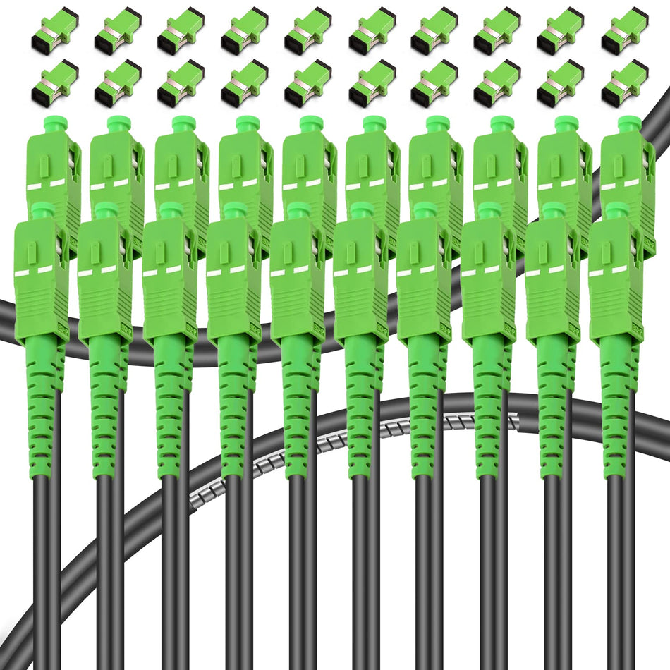 RiteAV - SC/APC to SC/APC Fiber Optic Internet Cable, Armored Single Mode Patch Cable, Fiber Optic Jumper Optical Patch Cord - SIMPLEX - 9/125um - OS1/OS2 Compatible, LSZH