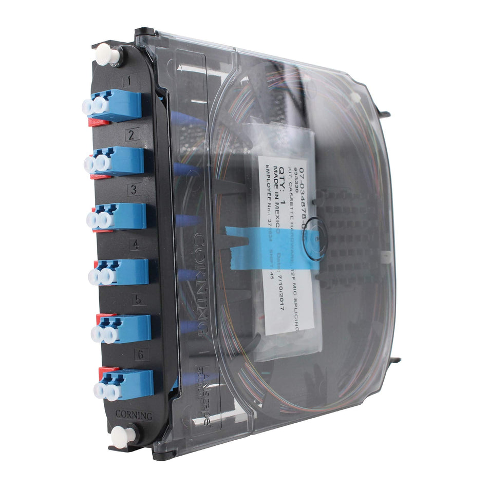 Corning CCH-CS12-A9-P00RE CCH Splice Cassette, Pigtailed, 12-Fiber, LC, Duplex, OS2, 250um