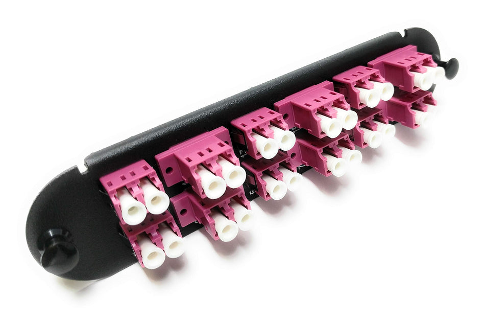 RiteAV - CCH LC/LC (12 Port Duplex w/24 Fiber Connectors) Adapter Panel (Non-LGX) Magenta/Black (50/125) for Magenta OM4 Multimode 40Gb