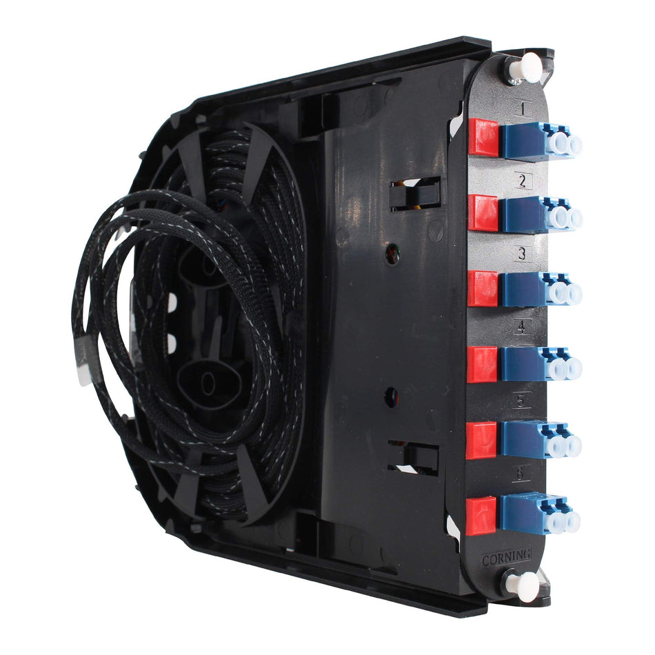 Corning CCH-CS12-A9-P00RE CCH Splice Cassette, Pigtailed, 12-Fiber, LC, Duplex, OS2, 250um