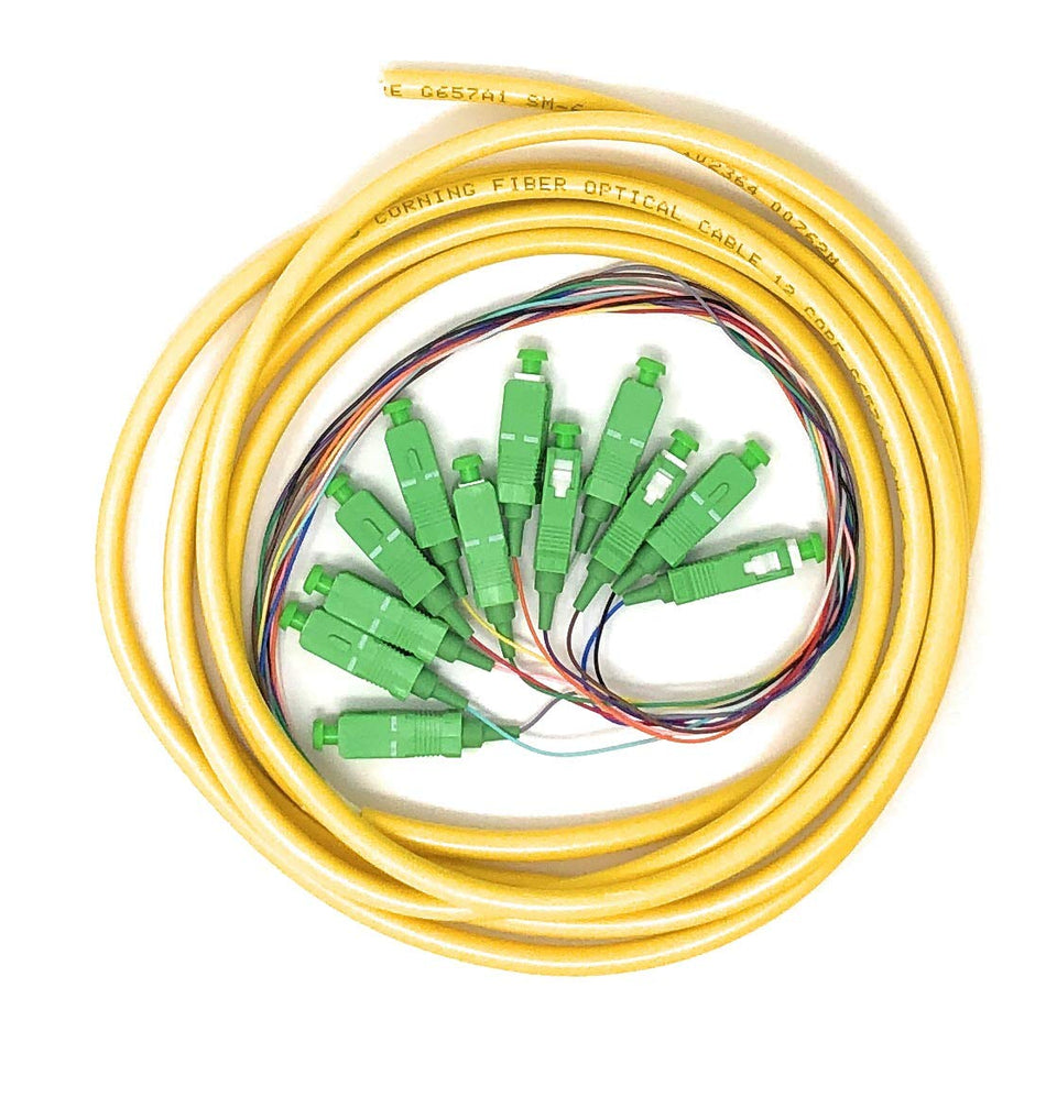 Ultra Spec Cables 12 Strand Singlemode SC-APC Fiber Pigtail 3 Meter for Splice