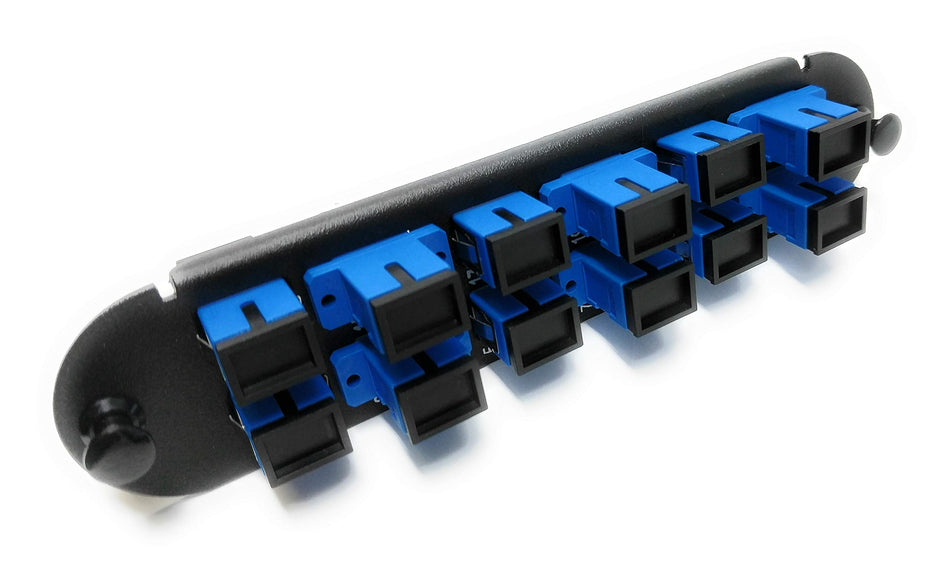 RiteAV - CCH SC/SC (12 Port Simplex w/12 Fiber Connectors) Adapter Panel (Non-LGX) Blue/Black (9/125) for Yellow OS2 Singlemode