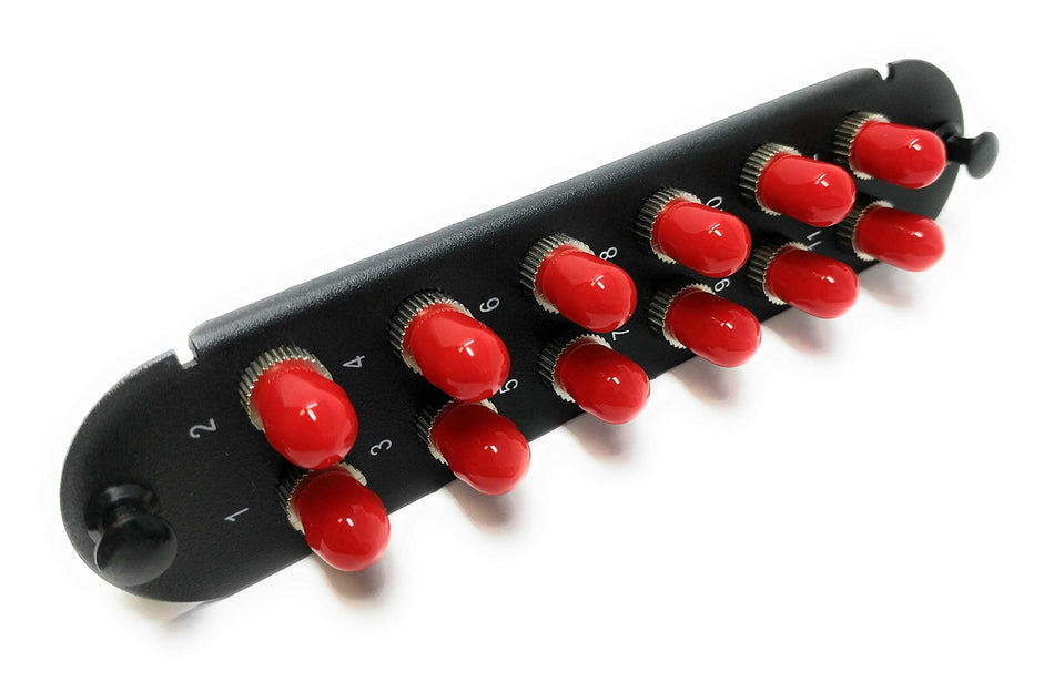 RiteAV - CCH ST/ST (12 Port Simplex w/12 Fiber Connectors) Adapter Panel (Non-LGX) Silver/Black (50/125) for Lime Green OM5 Multimode 100Gb