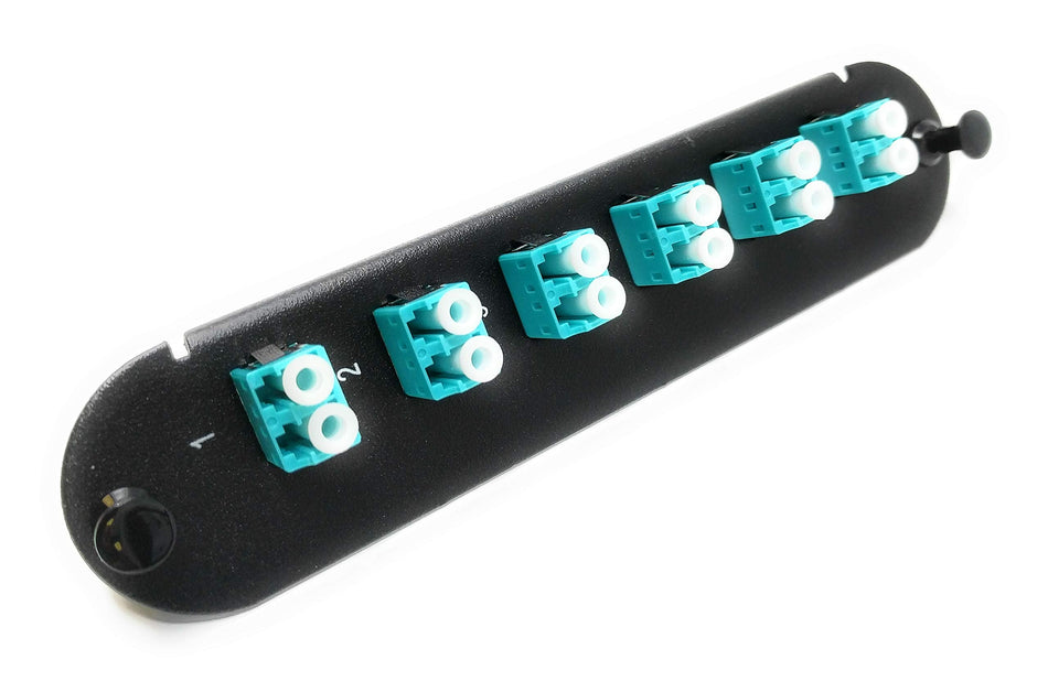RiteAV - CCH LC/LC (6 Port Duplex w/12 Fiber Connectors) Adapter Panel (Non-LGX) Aqua/Black (50/125) for Aqua OM3 Multimode 10Gb