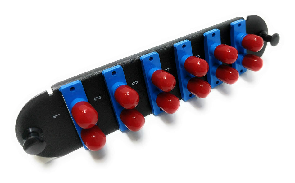 RiteAV - CCH ST/SC (6 Port Duplex w/12 Fiber Connectors) Adapter Panel (Non-LGX) Blue/Black (9/125) for Yellow OS2 Singlemode
