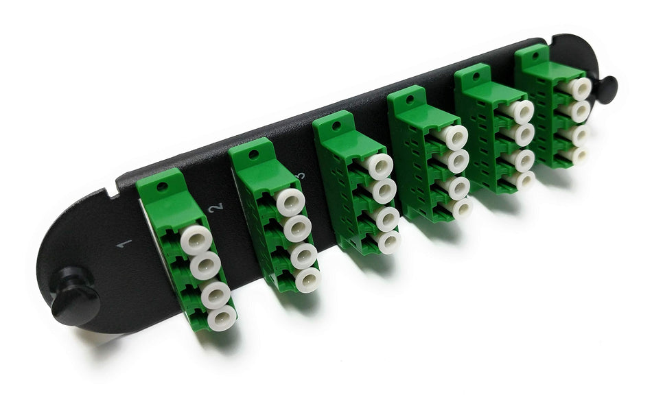 RiteAV - CCH LC/LC (6 Port Quad w/24 Fiber Connectors) Adapter Panel (Non-LGX) Green/Black (9/125) for Yellow OS2 Singlemode APC